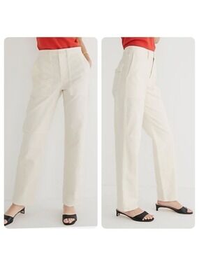 J.CREW Garment-dyed Cargo Pants Chino Cotton Linen High Rise Relaxed Size 27 27T